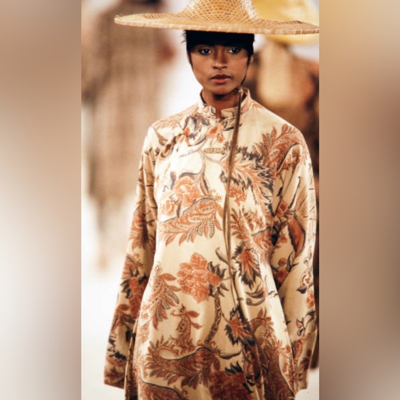 Vintage Ralph Lauren Collection Silk Kimono Tunic Dress Kaftan Floral Runway 90s - Picture 16 of 16